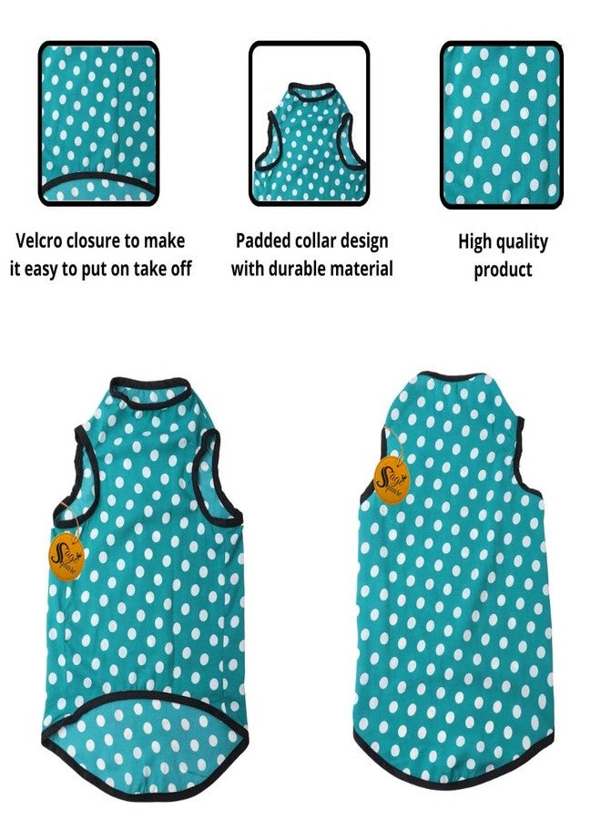 سايج سكوير تيشيرت للكلاب مطبوع عليه رسومات مربعة مميزة، تيشيرت رائج للكلاب، فائق النعومة وخفيف الوزن، ملابس مريحة وجيدة التهوية للكلاب، زي عصري (مقاس كبير جدًا - 24 بوصة) (أزرق سماوي منقط) - Image 4